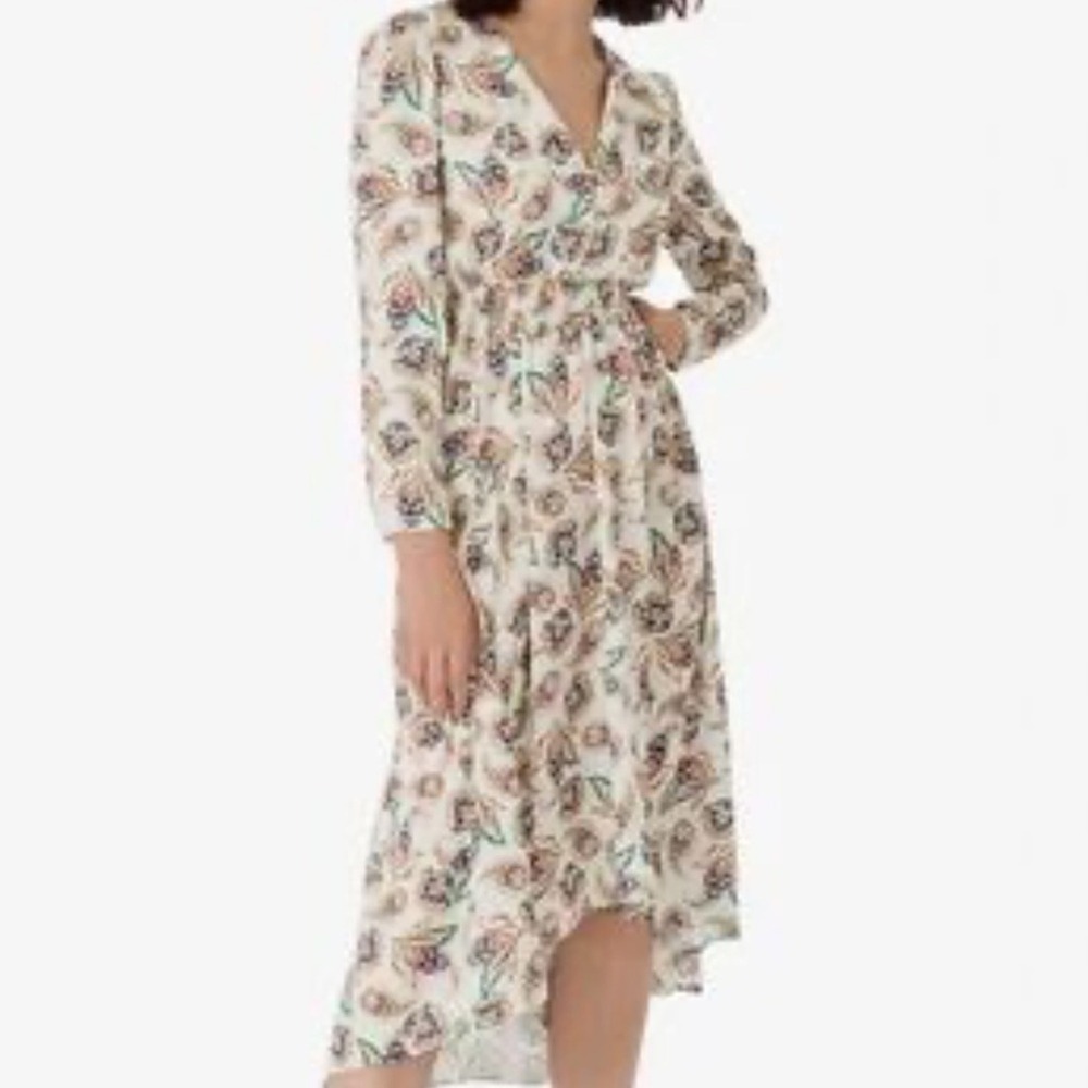 Maje NW0T SZ42 EU= XL NWOT Risleya Shirred Printed Satin midi dress
